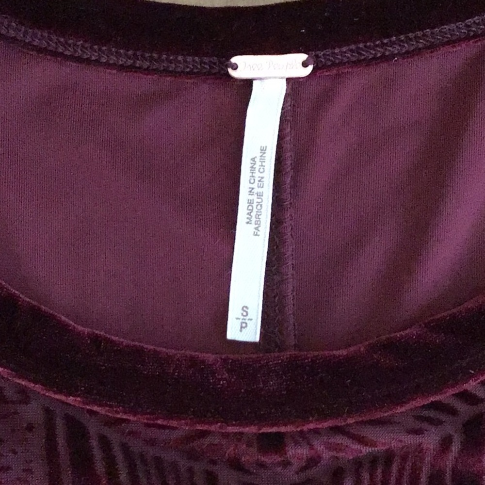 NWT FREE PEOPLE VELVET BURGUNDY  TOP - Picture 6 of 9